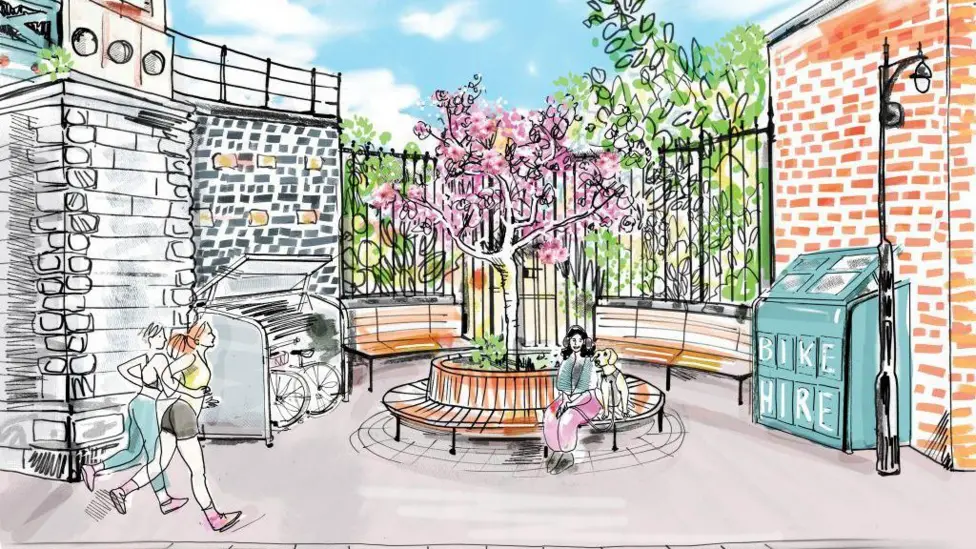 Vacant land transformed into pocket park