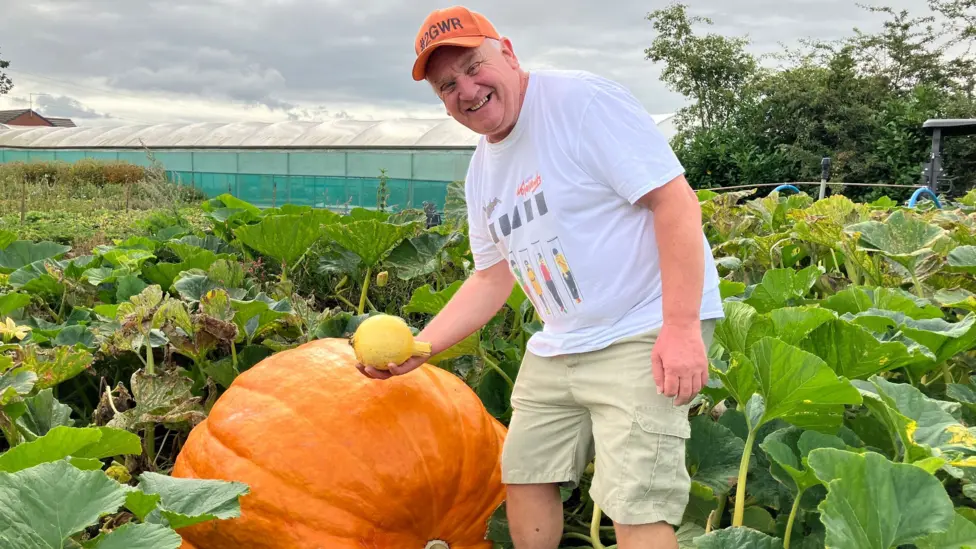 Giant pumpkin heads to show